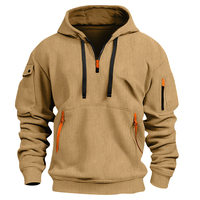 Herren Freizeit-Hoodie mit Kängurutasche und Zwei-Wege-Reißverschluss Aliams