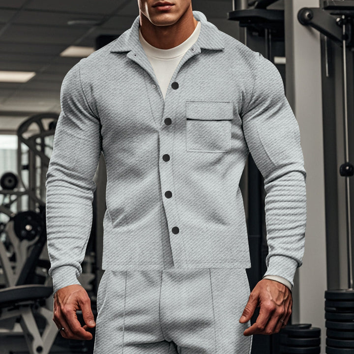 Herren Herrenjacke aus angenehmem Stoff mit modernen Knopfdetails und Brusttasche Aliams