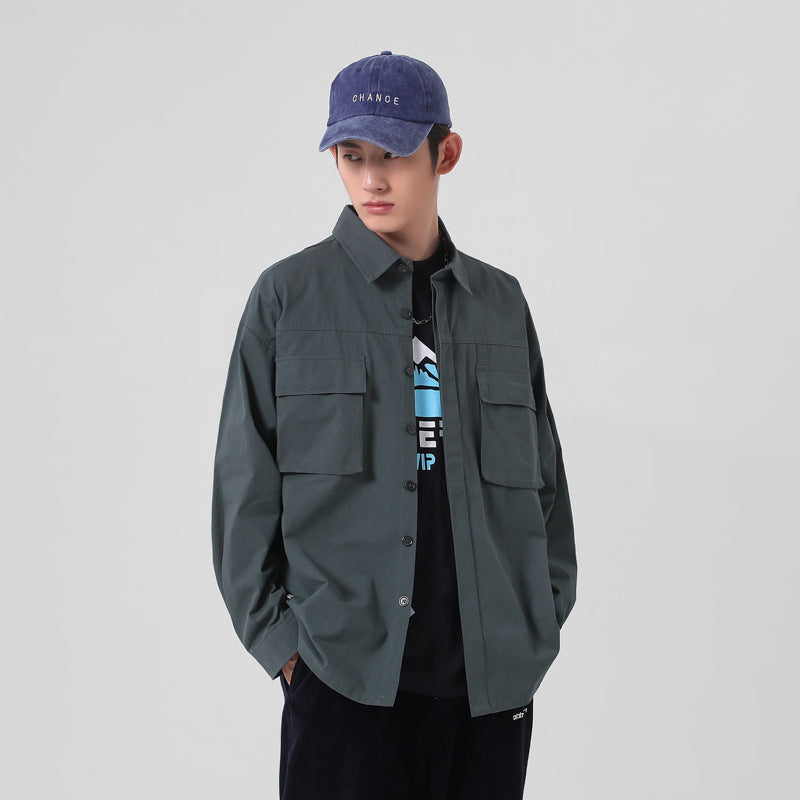 Herren robustes Utility-Hemd mit großen Taschen Aliams