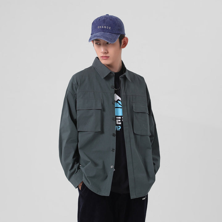 Herren robustes Utility-Hemd mit großen Taschen Aliams