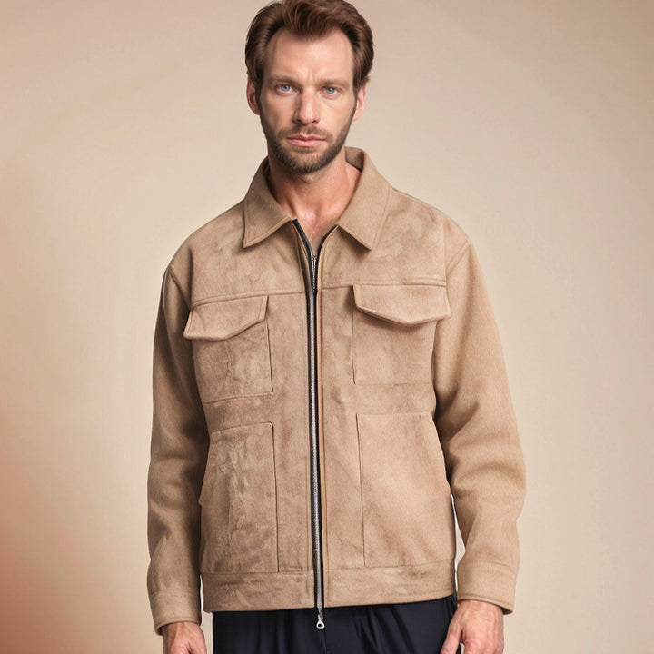 Herren Kunstlederjacke im modernen Look mit praktischen Taschen Aliams