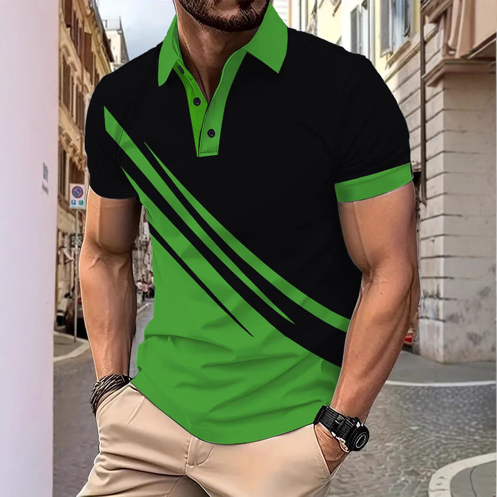 Herren Sportliches Poloshirt mit dynamischen Linienmustern Aliams