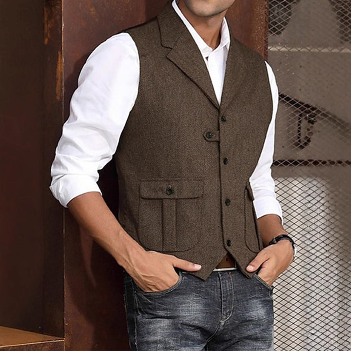 Herren Elegante Weste mit Taschen und feiner Struktur Aliams