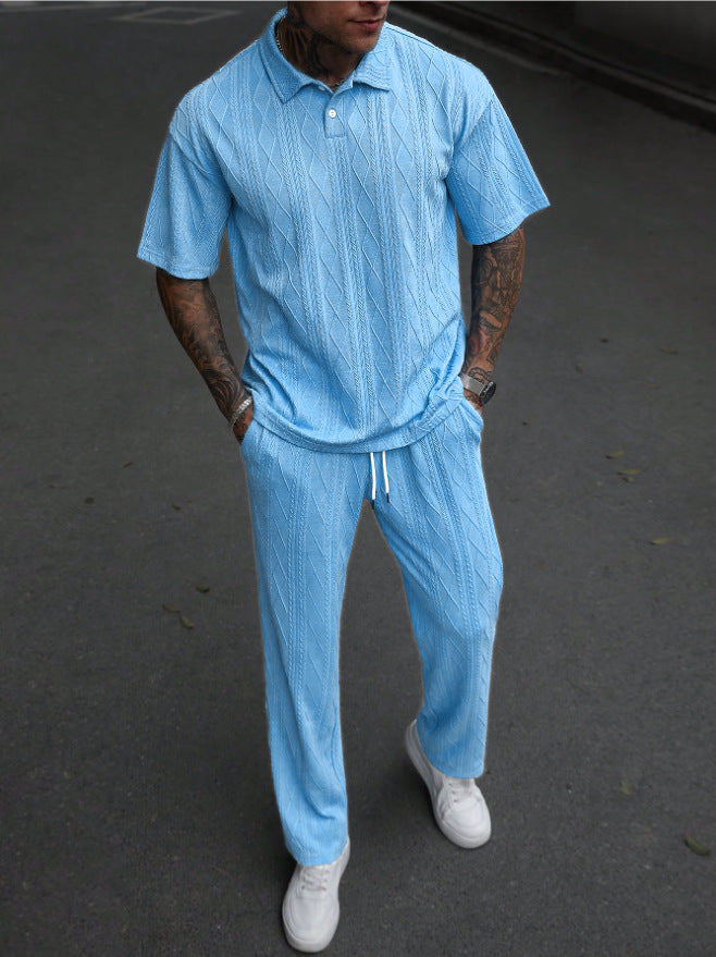 Herren Poloshirt und Jogginghose im eleganten Strickdesign Aliams