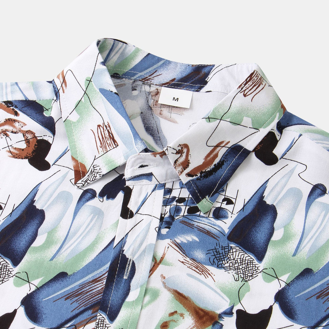 Herren Kurzarmhemd im kreativen Aquarell-Design Aliams