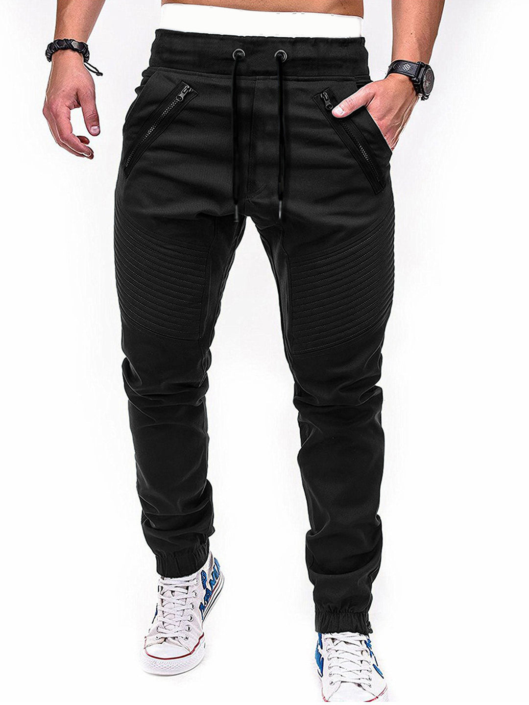 Herren Freizeit Jogginghose mit kontrastierenden Reißverschlusstaschen und elastischem Bund Aliams