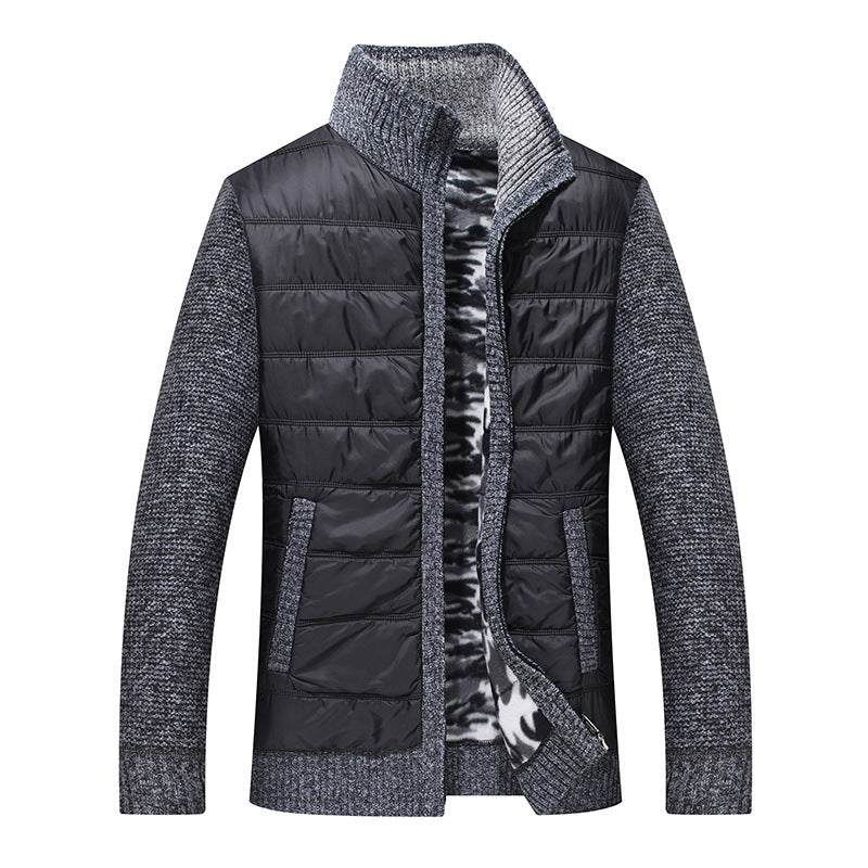 Herren gesteppte Übergangsjacke mit Strickärmeln und hohem Kragen Aliams