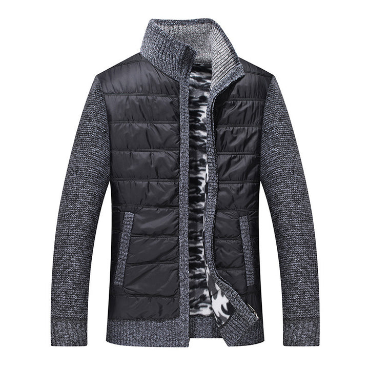 Herren gesteppte Übergangsjacke mit Strickärmeln und hohem Kragen Aliams