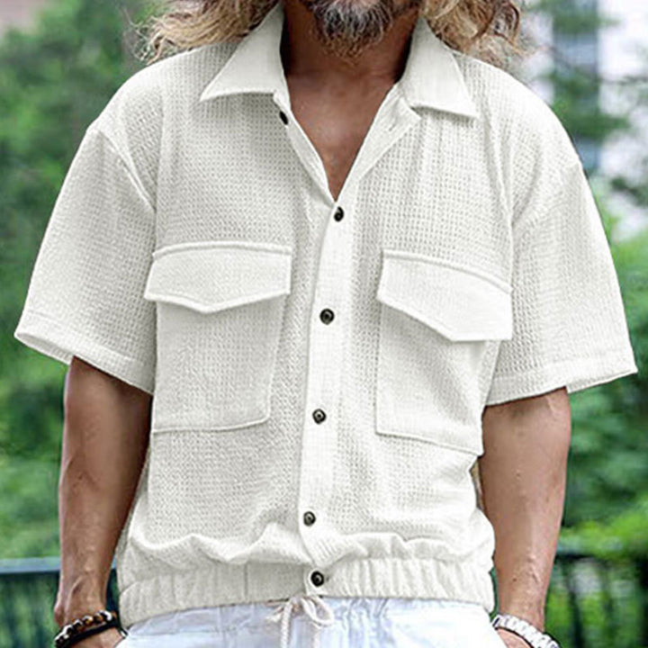 Herren Kurzarm-Hemd mit strukturiertem Stoff und zwei Brusttaschen Aliams