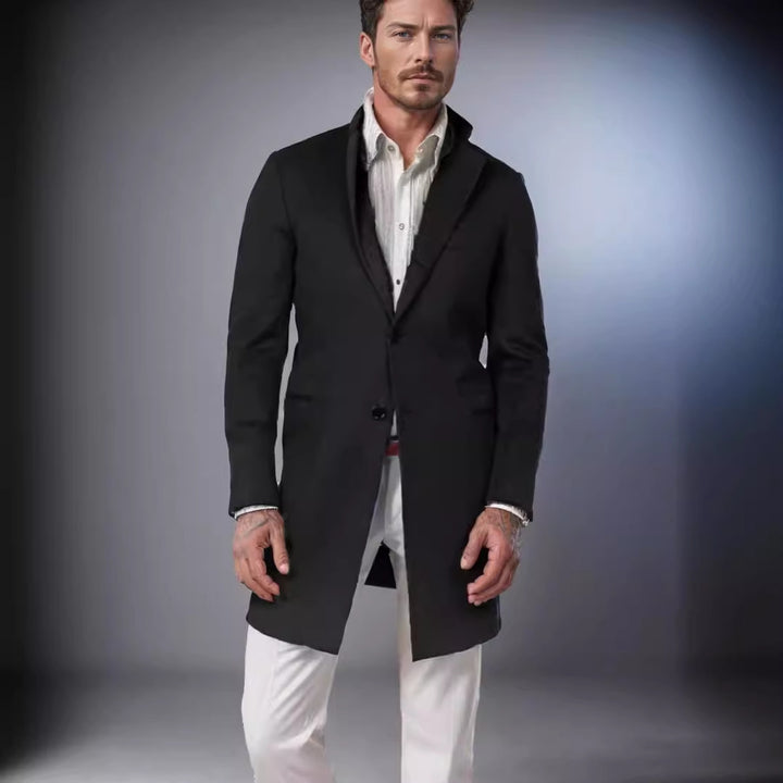 Herren Eleganter Wollmantel mit modernem Schnitt und praktischen Taschen Aliams