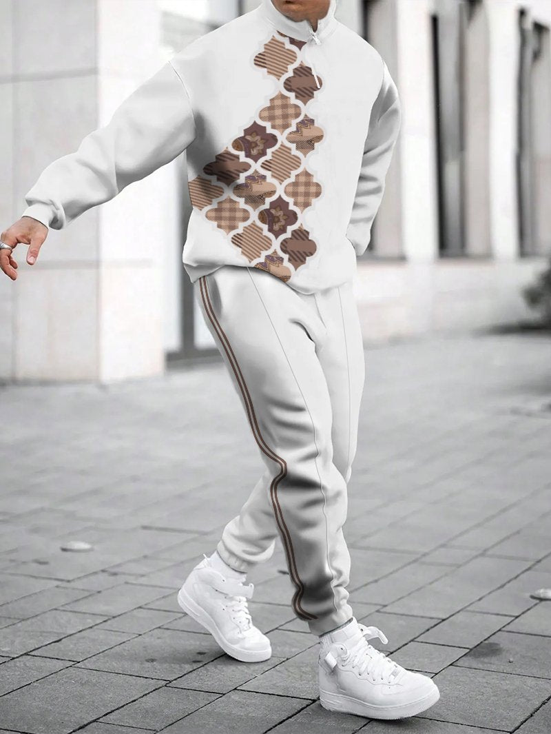 Herren Sportliches Sweatshirt mit modernem Zipper und grafischem Muster Aliams