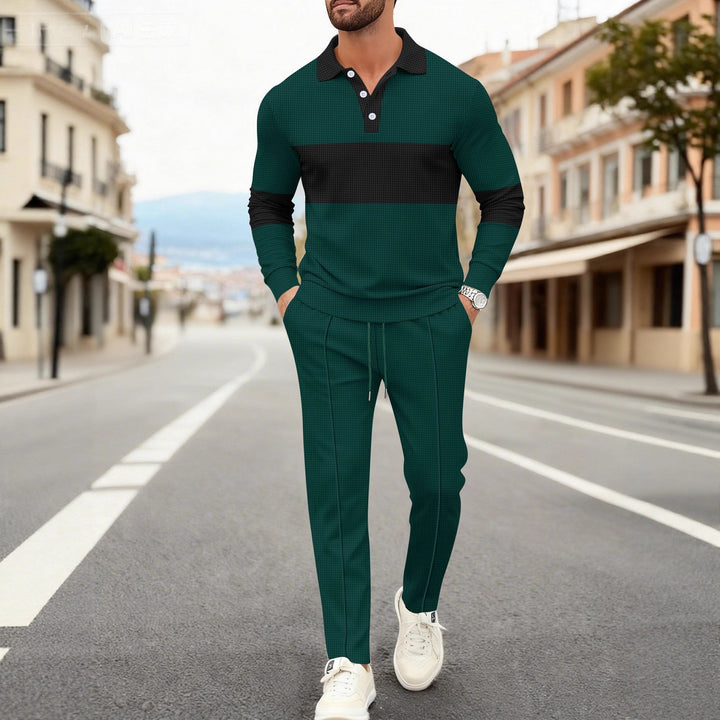 Herren sportliches Poloshirt mit eleganter Komplementär-Hose Aliams