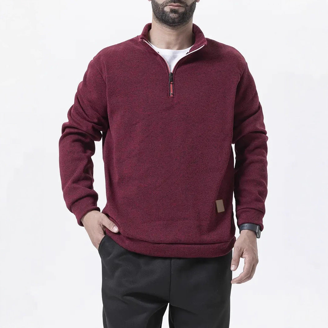 Herren Fleece-Pullover mit halbem Reißverschluss und strukturiertem Design Aliams