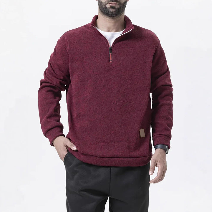 Herren Fleece-Pullover mit halbem Reißverschluss und strukturiertem Design Aliams