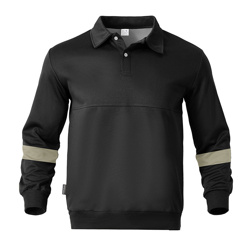 Herren sportlicher Langarm-Polo mit modernem Design und Kontrastärmel Aliams