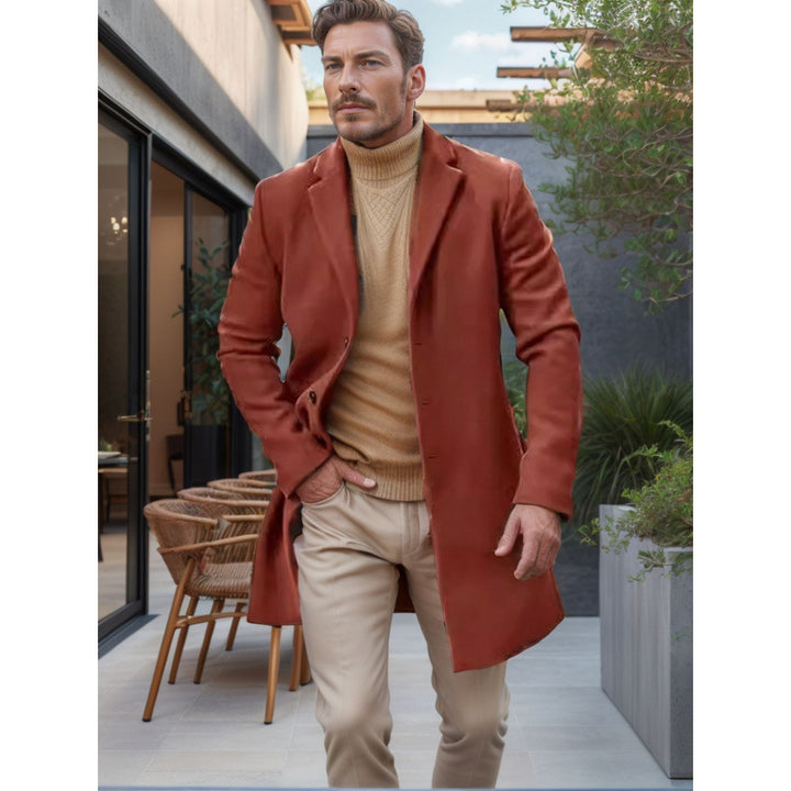 Herren eleganter langer Mantel aus hochwertigem Stoff Aliams