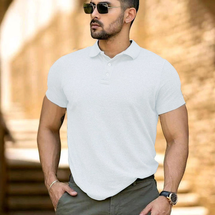 Herren sportliches Kurzarm-Polohemd aus atmungsaktivem Material mit klassischem Kragen Aliams