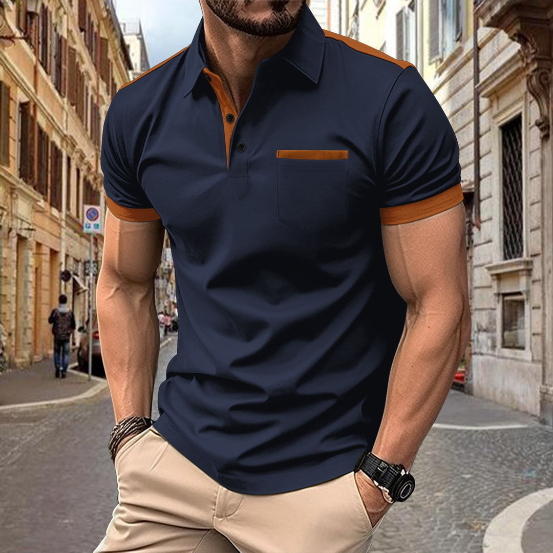 Herren Poloshirt mit stilvollem Kontrastkragen und praktischer Brusttasche Aliams