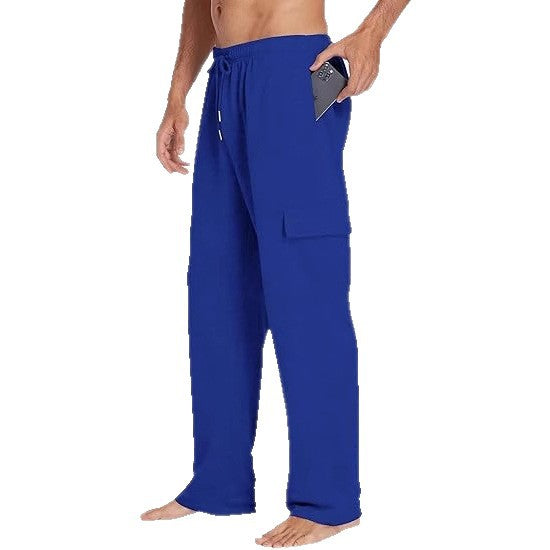 Herren bequeme Cargo-Hose mit elastischem Bund und seitlichen Taschen Aliams