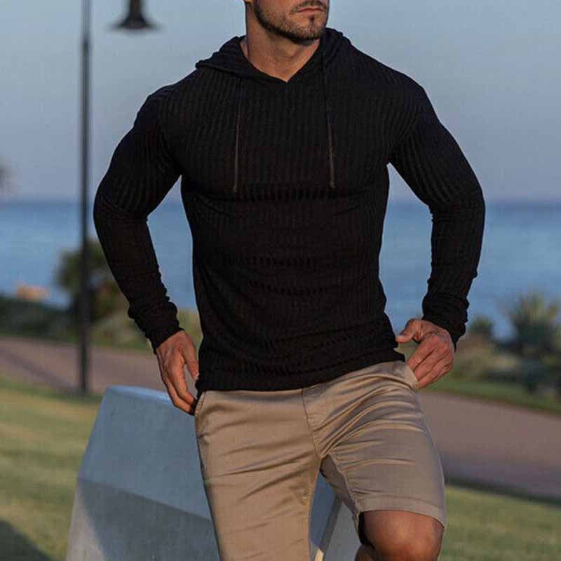 Herren Hoodie mit Rippstruktur und weitem Schnitt Aliams