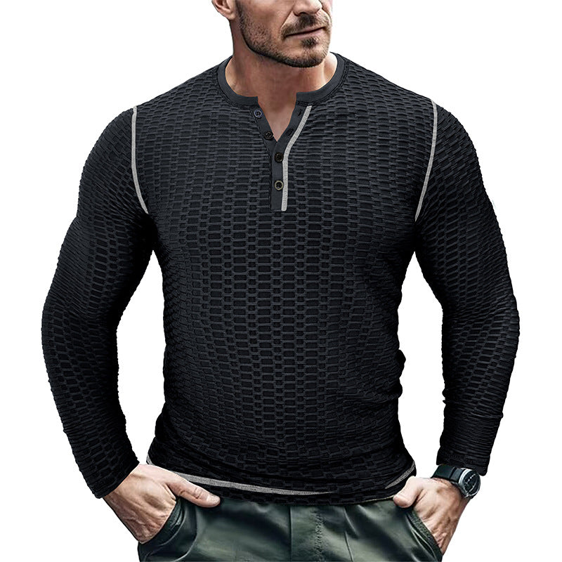 Herren Strukturierter Langarmshirt Aliams