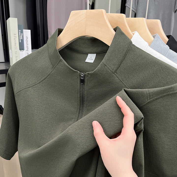 Herren Kurzarm Funktionsshirt mit Reißverschluss und atmungsaktiver Technologie Aliams