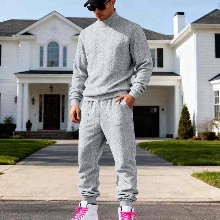 Herren Grobstrick Freizeitanzug mit hohem Kragen Aliams