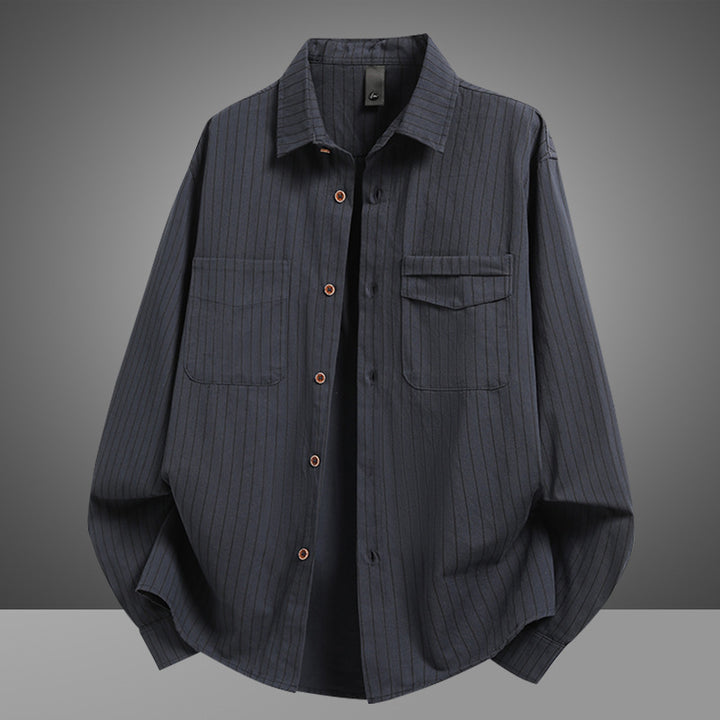 Herren Klassisches Streifenhemd mit praktischen Taschen Aliams