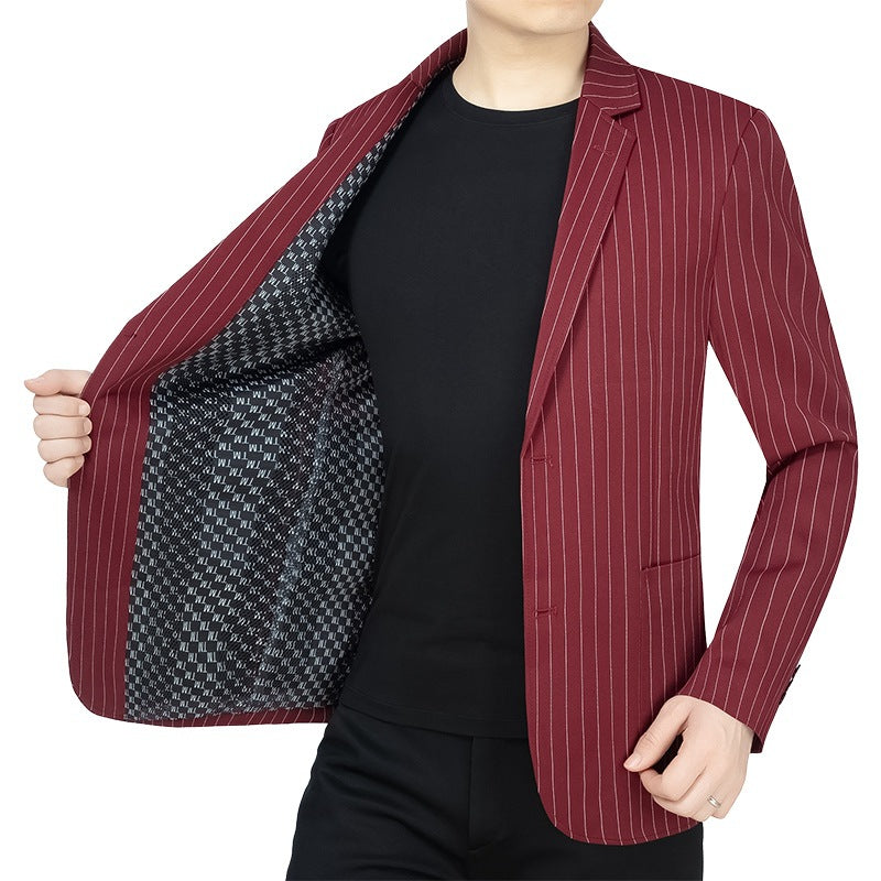 Herren Blazer Jacke mit eleganten Streifen und doppeltem Innenfutter Aliams