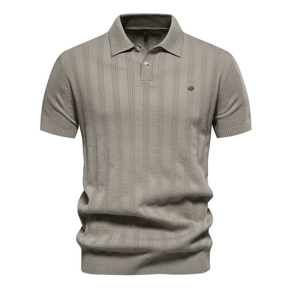 Herren Kurzarm Polo-Shirt mit strukturiertem Streifenmuster Aliams