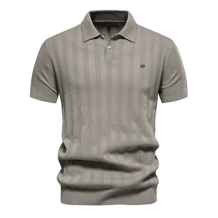 Herren Kurzarm Polo-Shirt mit strukturiertem Streifenmuster Aliams