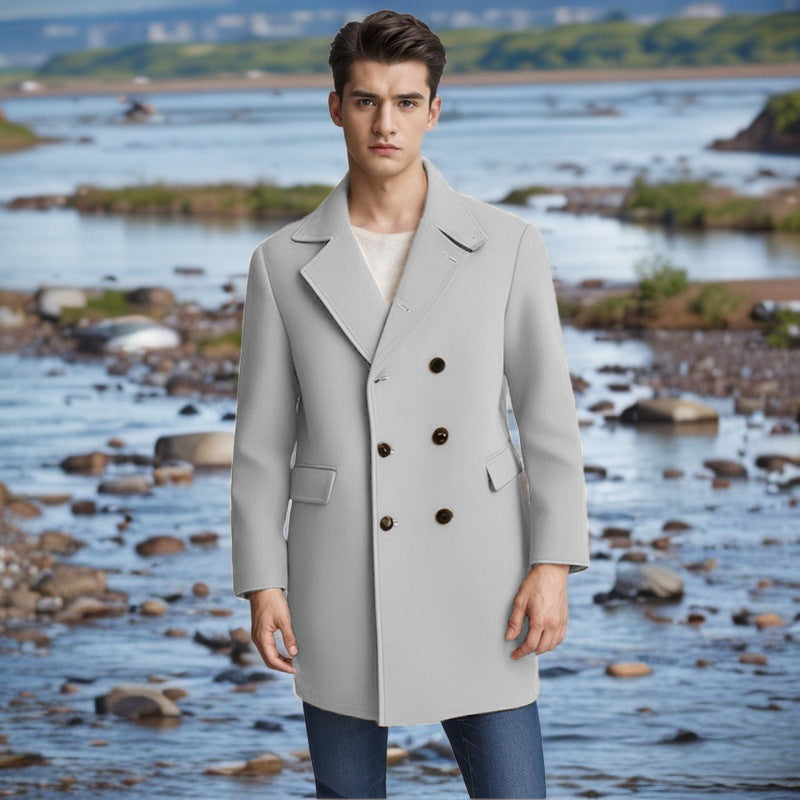 Herren eleganter Doppelt-geknöpfter Wollmantel Aliams