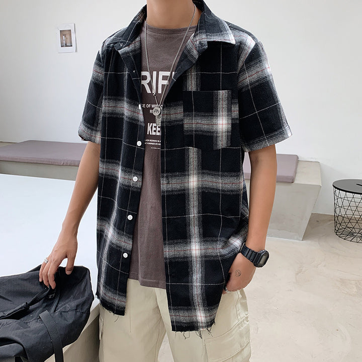 Herren Kurzärmeliges Karomusterhemd Aliams