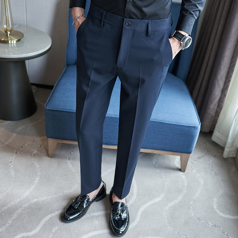 Herren elegante Anzughose mit schlanker Passform und feinem Streifenmuster Aliams