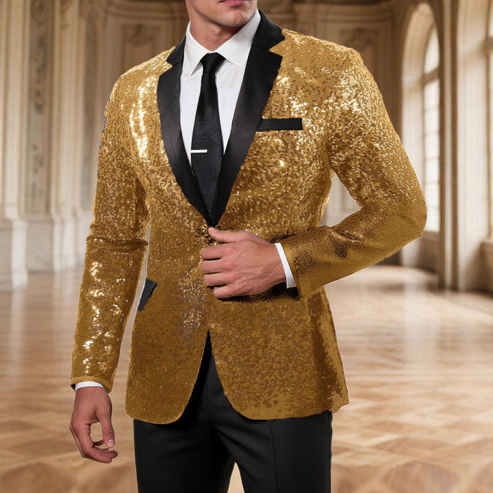 Herren Glamouröser Paillettenblazer mit elegantem Revers und modernem Schnitt Aliams