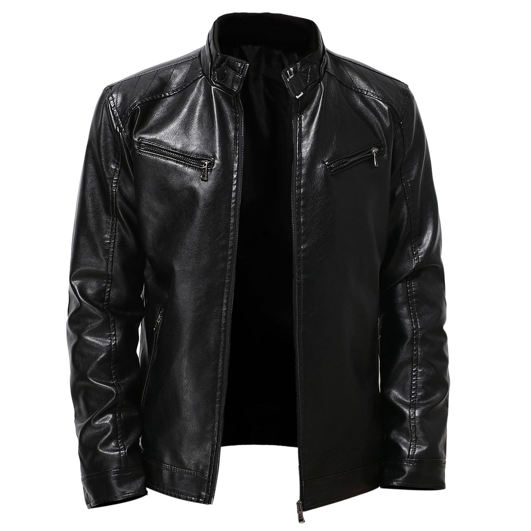Herren stylische Kunstleder-Motorradjacke im Biker-Stil Aliams