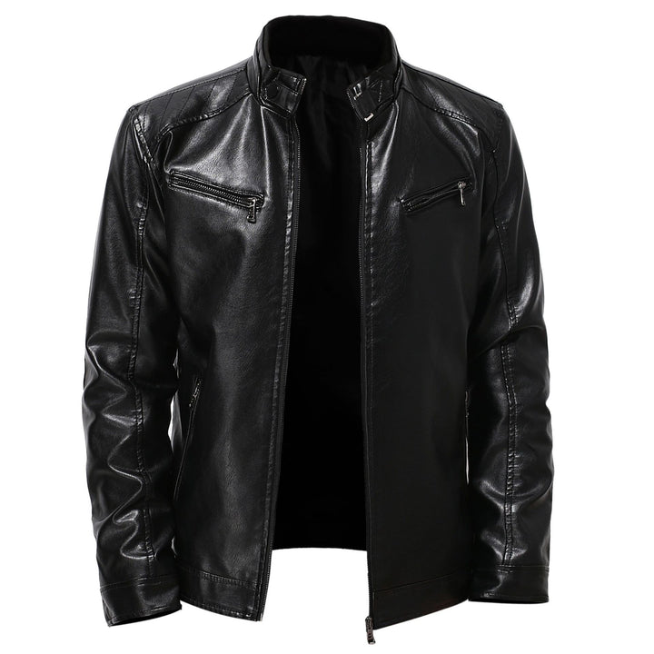 Herren stylische Kunstleder-Motorradjacke im Biker-Stil Aliams