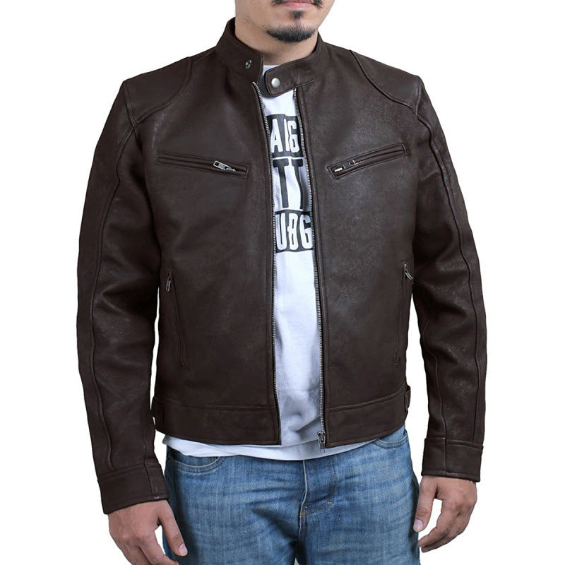 Herren hochwertige Biker-Lederjacke Aliams