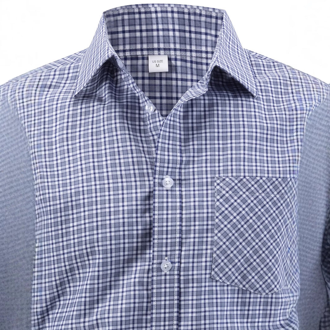 Herren kariertes Langarmhemd mit Brusttasche und modernem Schnitt Aliams