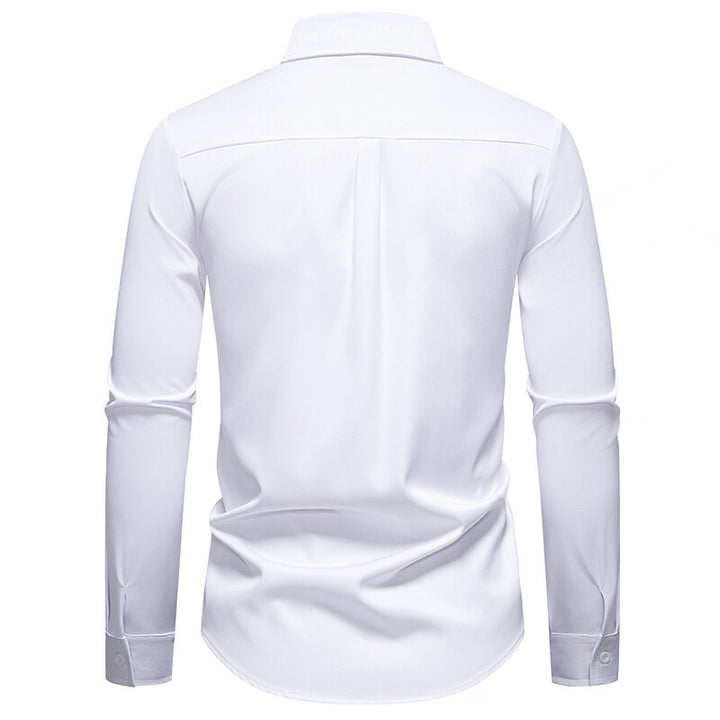 Herren elegantes Langarmhemd mit floraler Stickerei Aliams