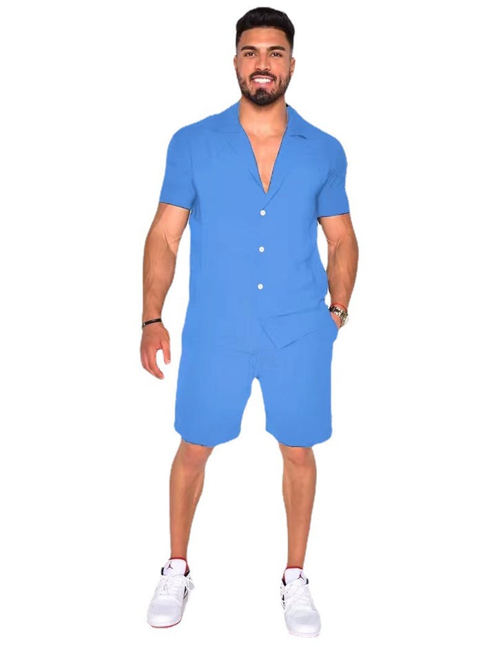 Herren Kurzarm Button-Down Hemd Set Aliams