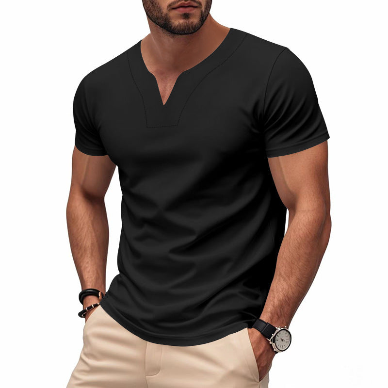 Herren Sportliches V-Ausschnitt T-Shirt aus atmungsaktivem Material Aliams