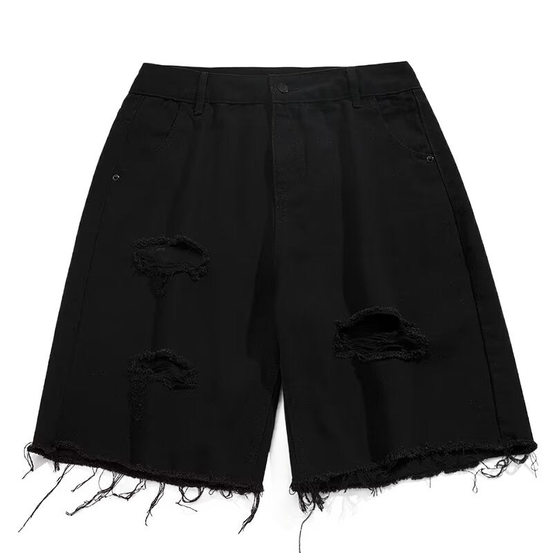 Herren Dänische Denim-Shorts mit auffälligen Rissen und lässigem Schnitt Aliams