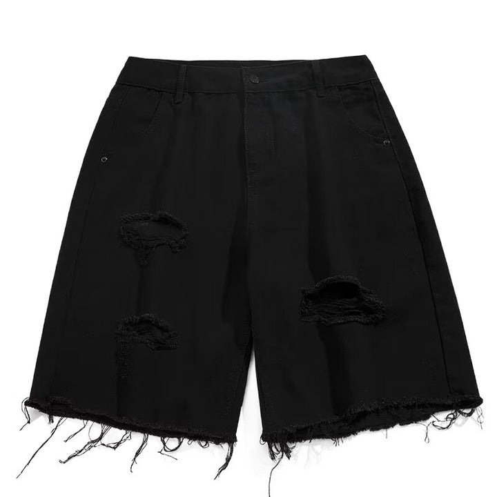 Herren Dänische Denim-Shorts mit auffälligen Rissen und lässigem Schnitt Aliams