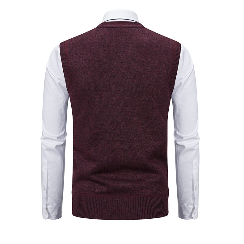 Herren elegante Strickweste mit modernem Rautenmuster und praktischen Taschen Aliams