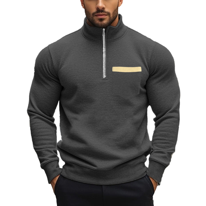 Herren Sportlicher Halben-Reißverschluss Pullover mit funktionaler Brusttasche Aliams