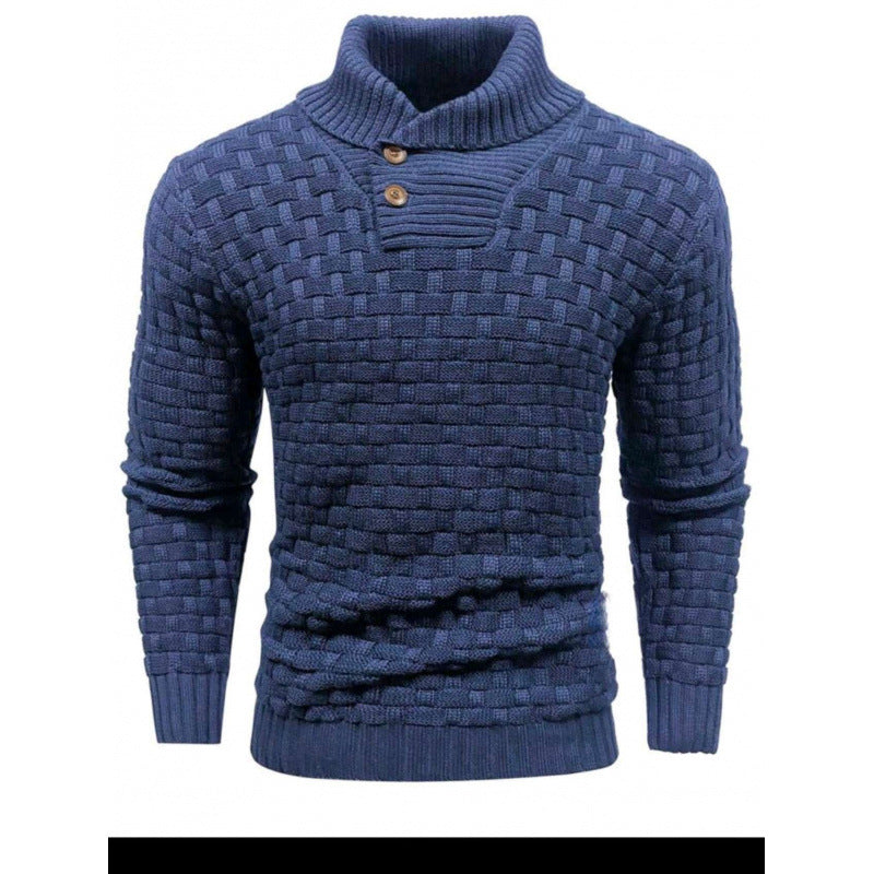Herren Strickpullover mit Strukturiertem Muster und Modernem Stehkragen Aliams