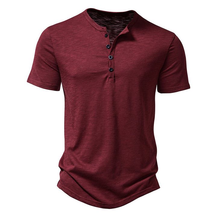 Herren Kurzarm-Henley-Shirt mit klassischem Knopfdesign Aliams