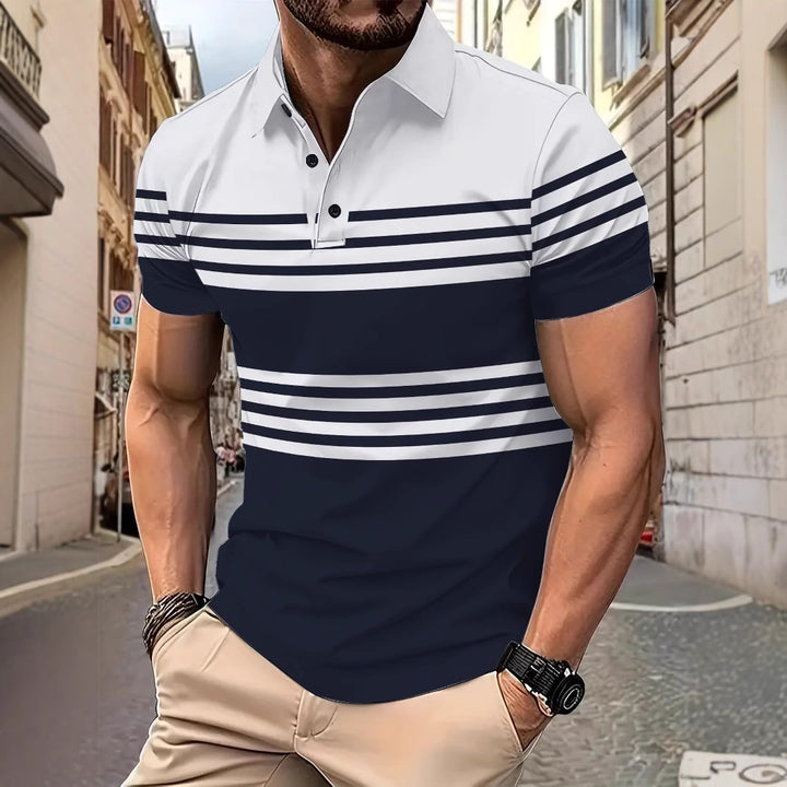 Herren Poloshirt mit modernen Streifen und hochwertigen Materialien Aliams