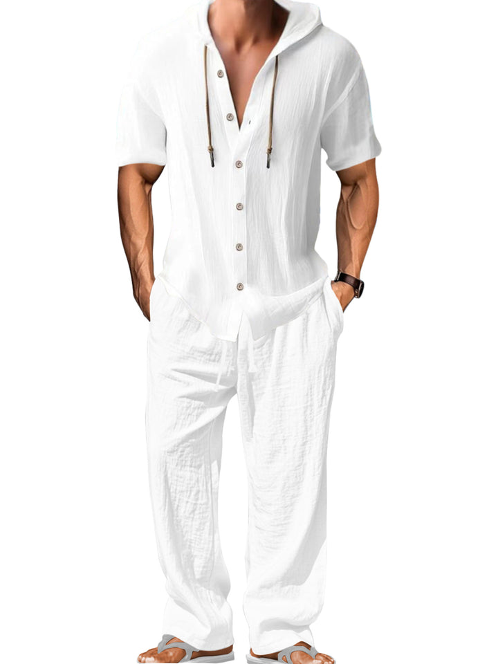 Herren Freizeitanzug mit kurzärmliger Kapuze und entspannter Passform Aliams